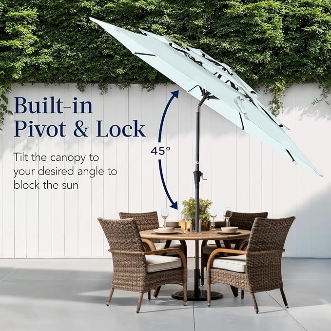Best Choice Products 10ft 3-Tier Market Patio Umbrella, Outdoor Sun Shade with Tilt, Crank Lift, 8 Ribs for Backyard, Deck, Poolside