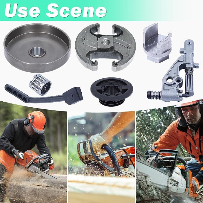 Adefol .325" 7T Clutch Drum Oil Pump Kit & Clutch Removal Tool for Husqvarna 455 460 Rancher Chainsaw with Oil Pump Pressure Line Worm Gear Replacement Parts for 537291702, 537110503