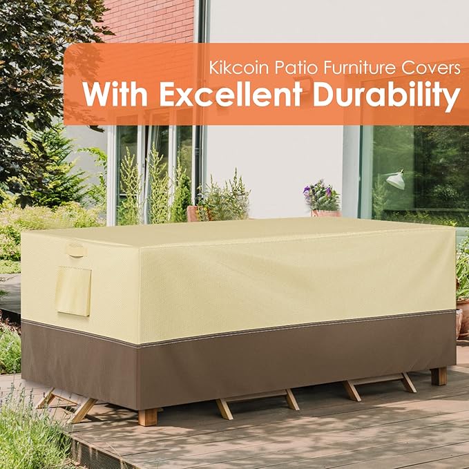 Patio Furniture Covers Waterproof for Dining Table and Chairs, Rectangular Outdoor Furniture Set Cover, Anti-Fade, Tear/Water Resistant Patio Furniture Set Covers, 126" L x 84" W x 28" H