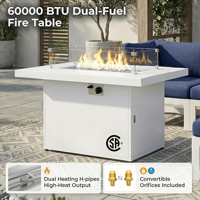 NICESOUL 15 Piece XL Aluminum Patio Sectional Furniture Set with Fire Pit & Side Table, 500 lbs Heavy Duty Outdoor Sofa, 29" Extra Deep Seating, High End Conversation Couch for Poolside, Navy Blue