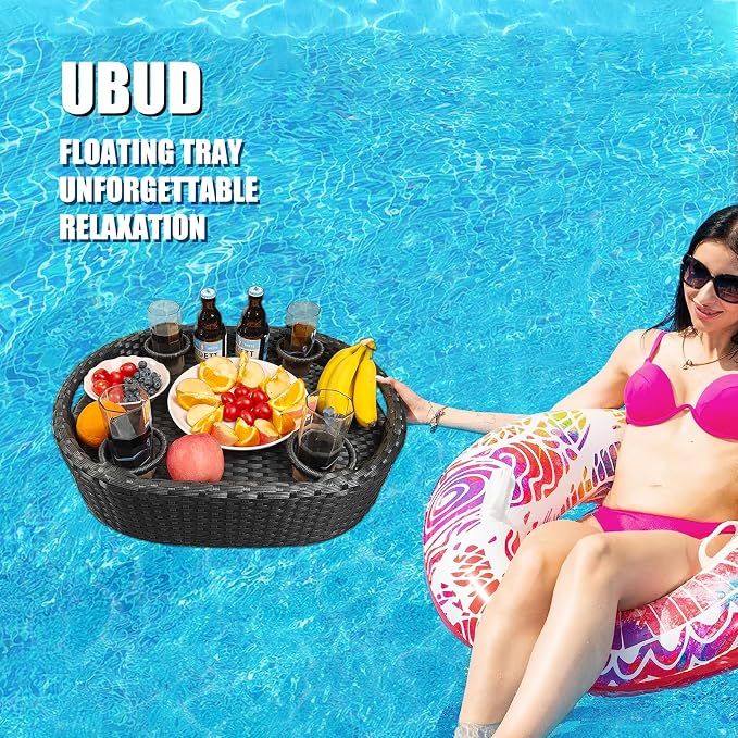 Floating Tray for Pool，Floating Pool Tray, Floating Tray - Floating Pool Table, Ideal for Food & Drinks - Floating Table for Pool - Essential Floating Food Tray for Pool Activities(Oval Small)