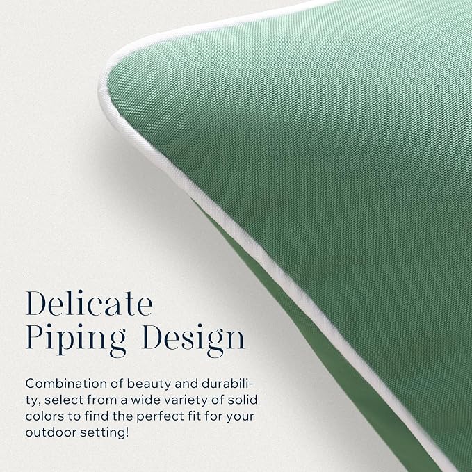 Phantoscope Pack of 2 Outdoor Waterproof Throw Pillow Covers Decorative Square Cushion Case Patio Pillows for Couch Tent, Pine Green 12x20 inches