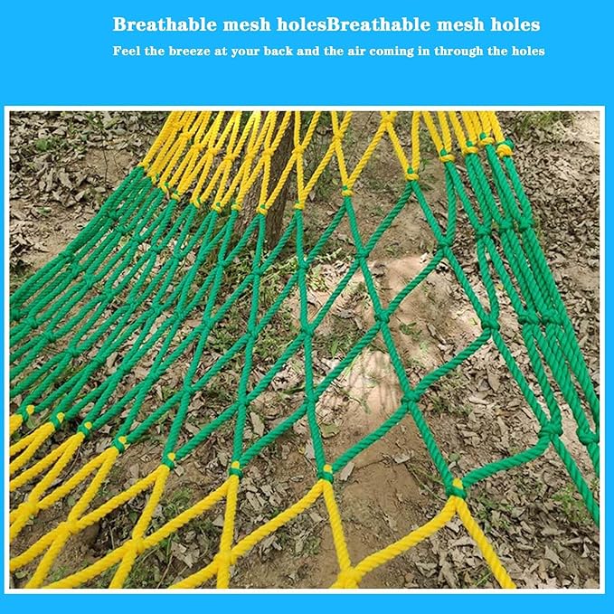 BNEI Outdoor Hammock, Rope net Hammock, Breathable, max. Load 100kg, 110 * 210 cm, Includes Cable, Hooks and Storage Bag