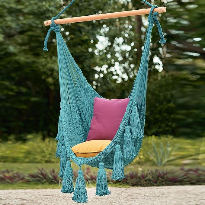 Novica Handmade Ocean Seat in Teal Cotton Hammock Swing