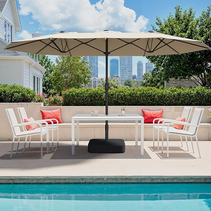 Sannwsg 15ft Large Patio Umbrella, Double Sided Outdoor Umbrellas, Market Umbrellas with Crank Handle, Backyard Umbrela for Deck, Garden, Pool