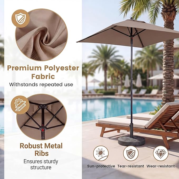 Giantex 5ft Square Patio Umbrella, Outdoor Table Umbrella with Push Bottom Tilt, 4 Sturdy Ribs, Fade Resistant & Waterproof Canopy, Market Umbrella for Deck, Pool, Backyard, Garden, Beach