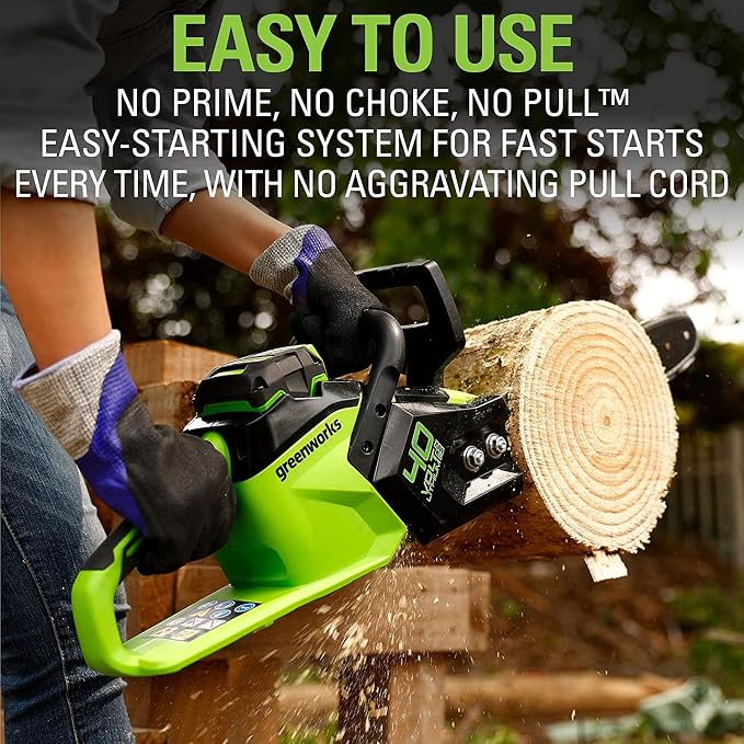 Greenworks 40V 14-Inch Cordless Chainsaw, 2.5Ah USB (Power Bank) Battery Included, CS40L2511 with 14" Replacement Chain