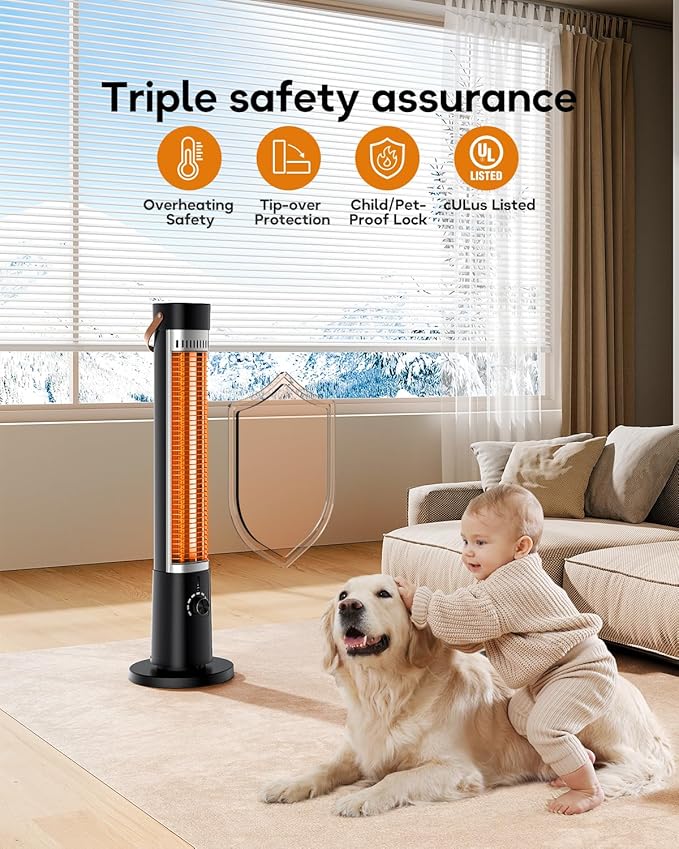 Patio Heater, 9 Heat Setting, 60-Degree Oscillation, 9-Hour Timer, Portable A - 9