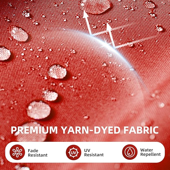10 X 13 FT Cantilever Patio Umbrella with Led Lights Heavy Duty Windproof Double Top Large Rectangle Offset Umbrellas with 360-degree Rotation for Garden Pool Deck Backyard, Red