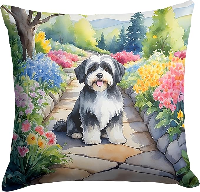 Caroline's Treasures Havanese Spring Path Throw Pillow Machine Washable, Indoor Outdoor Decorative Pillow for Couch, Bed or Patio, 14Hx14W