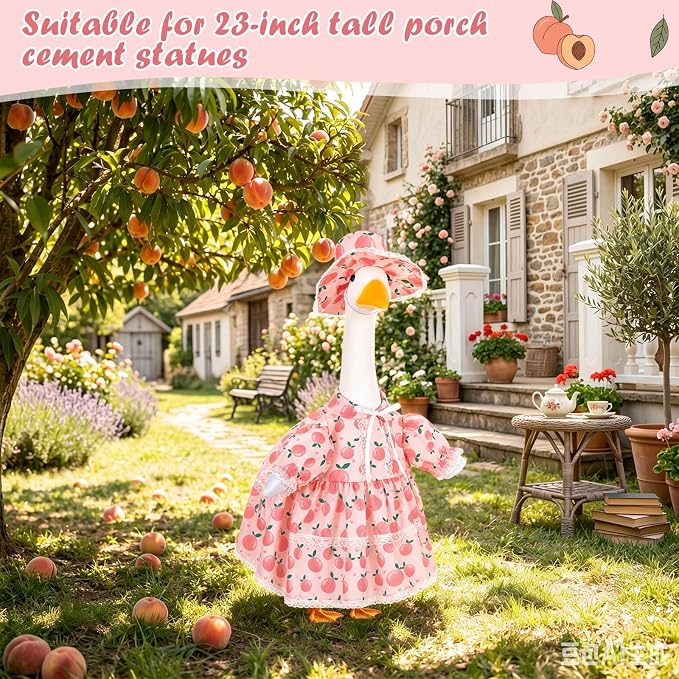 FuWeave Fall Porch Goose Outfit for Lawn Decor | Fits 23"/17" Lawn Plastic/Cement Statue Goose Costume Dress for Front Outdoor Courtyard Garden Patio Yard Decoration