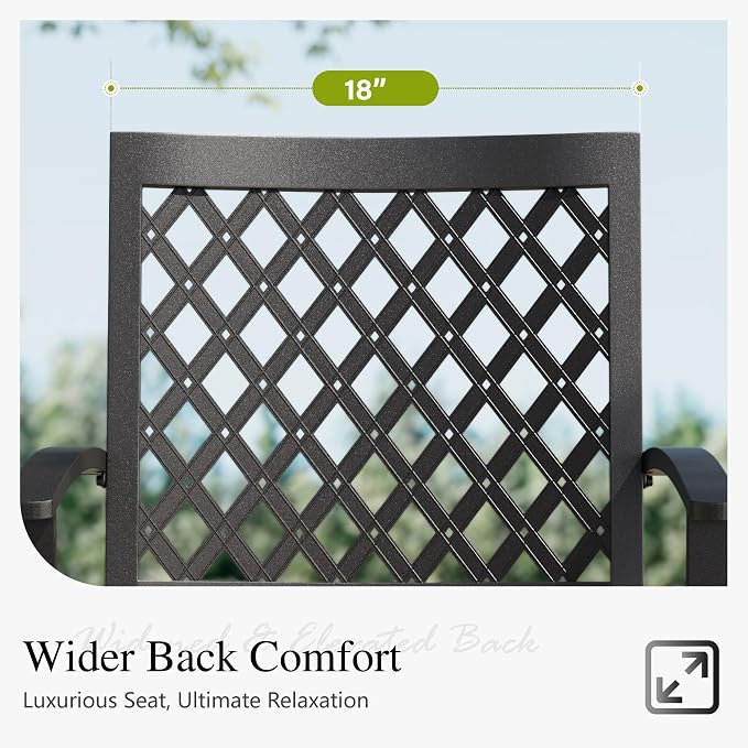 Sophia & William Patio Dining Set Outdoor Table and Chairs 7 Piece Metal Patio Table Furniture Set with Large Rectangular Dining Table for 6 Person and Stackable Outdoor Chairs Support 300LBS (Balck)