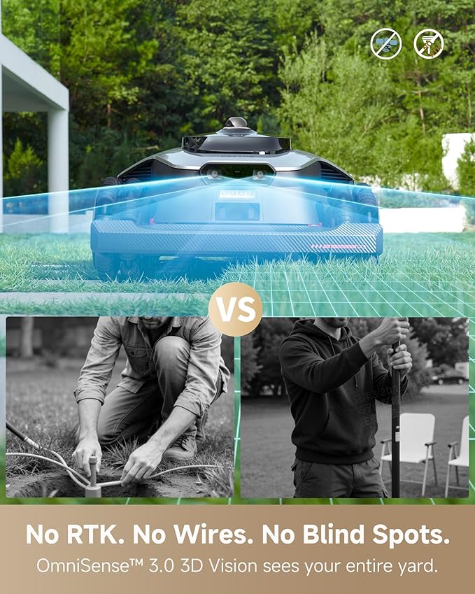 DREAME LiDAR 2500 Robot Lawn Mower A3 AWD Pro Wire Free No RTK, 4WD for 38.7° Slopes, Dual AI Vision Robotic Lawn Mowers,Dual-Disc Cutting 15.8" Width, Smart Zero-Edge, App Control for 0.62 Acre