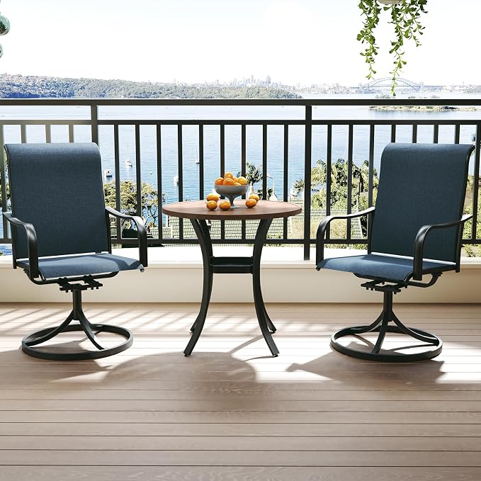 Anmutig Small Outdoor Metal Table for 2, Patio Bistro Table with Curved Legs, All Weather Slatted Table for Lawn, Garden, Balcony, Deck, Brown