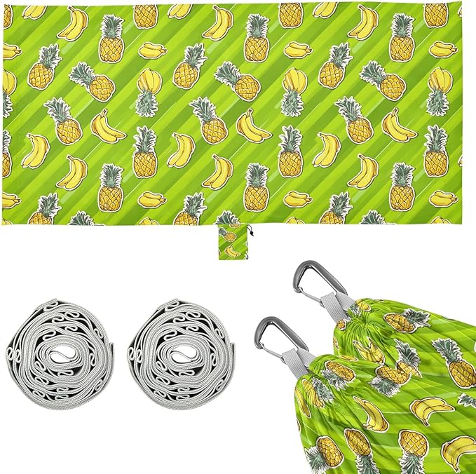 Camping Hammock Outdoor Hammocks for Outside Banana Pineapple Green Beach Trees Portable Lightweight with Pockets Tree Straps Indoor