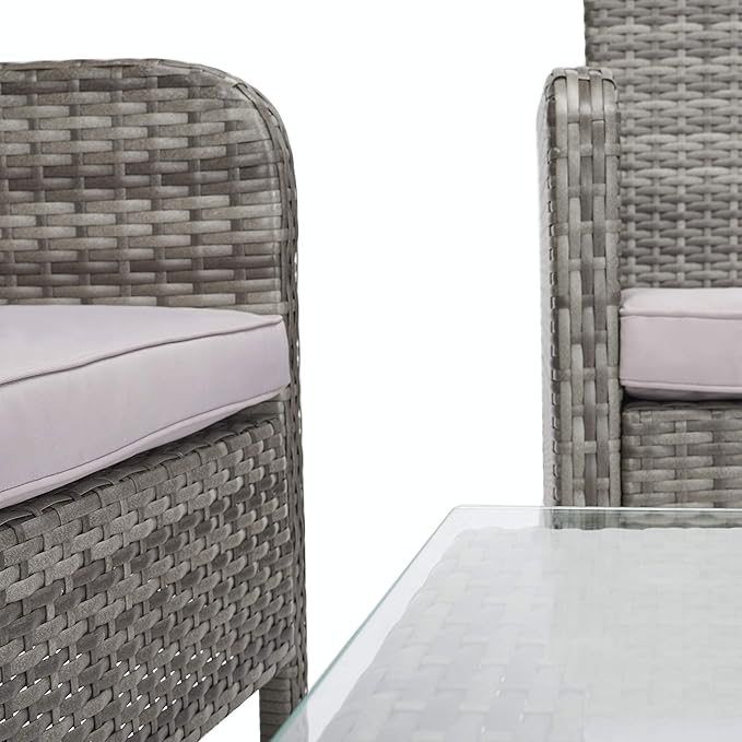 SAFAVIEH PAT7505B Collection Aboka Grey 4-Piece Outdoor Living Patio Set