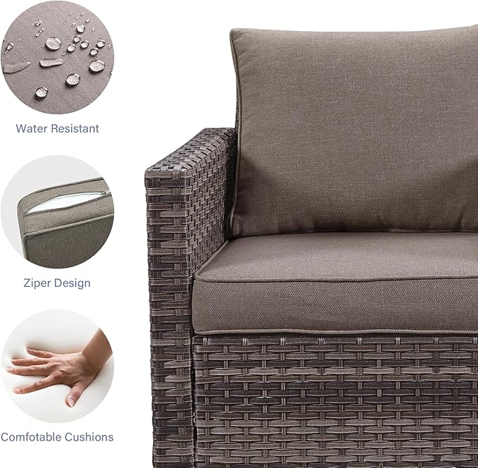 Rilyson Wicker Outdoor Patio Chairs Set - 3 Piece Rattan Patio Furniture Bistro Chairs Set with Waterproof Wicker,Comfortable Cushions and Sturdy Metal Frame for Porch Deck Backyard(Mixed Grey/Grey)