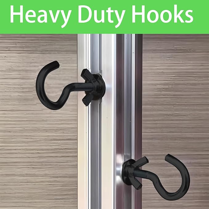 2PCS Heavy Duty Metal Hammock Hooks, Black Zinc Plating Replacement Hardware for 3/8 Inch Holes, Fits 1-1/4 to 2 Inch Stand Posts, Indoor Outdoor Accessories