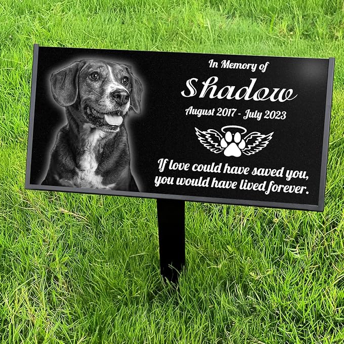 Personalized Black Granite pet Memorial Stone,pet Grave Markers Plaque, Customized Headstone, Dog Memorial Gifts for Loss of Dog,Cats, and Family Pets, Personalized pet tombstones
