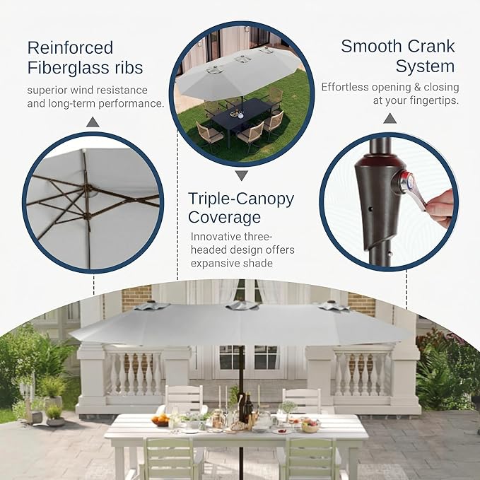 15FT Large Patio Umbrella with Base Included