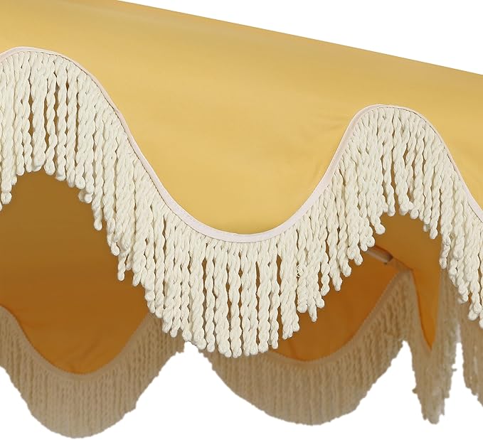 Eyely BMU1001 Halden 9 ft. Classic Cottage Tassel Market Patio Umbrella with Auto-Tilt, Crank