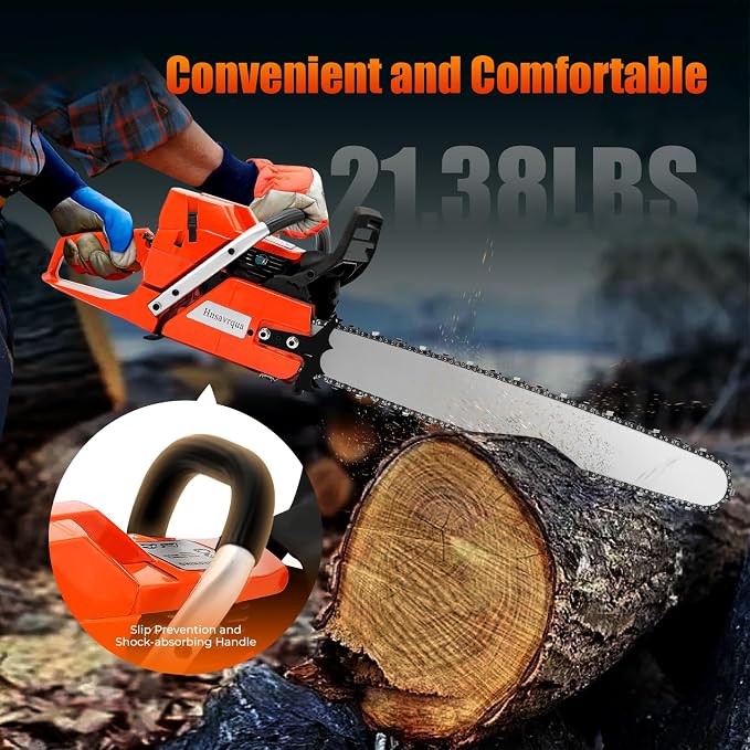 71CC Gas Chainsaws,2 Stroke Power Chain Saws,28 Inch Handed Petrol Gasoline Chain Saw,Double Nuts and Piston Rings for Forest Harvesting,Cutting Wood, Pruning Branches,Gardening,Woodworking