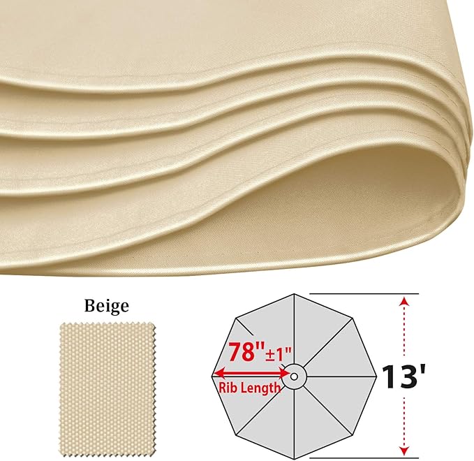 YardGrow 13ft 8 Ribs Umbrella Canopy Replacement for Patio Umbrella, Canopy ONLY, Frame NOT Included