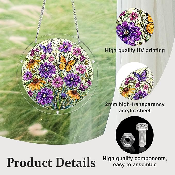 Acrylic Puzzle Suncatcher, Sun Catchers Puzzle for Window Hanging | 8.9 Inch Garden Spirit DIY Suncatcher Puzzle for Adults, Ideal Gifts for Women, Men, Wife, Mom, Home & Garden Decor