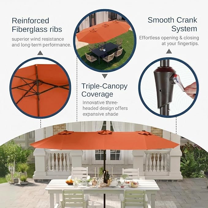 15FT Large Patio Umbrella with Base Included