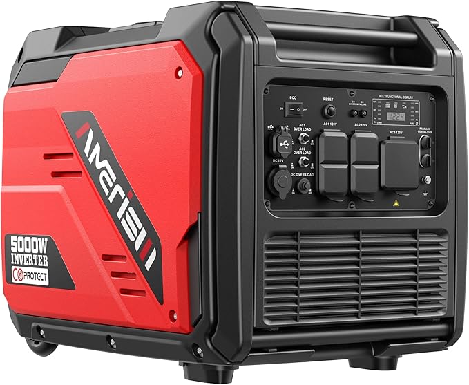 AMERISUN 5000W Super Quiet Inverter Generator – CO Sensor, RV Ready 30A Outlet, Wheels & Handle Kit, Parallel Capable for Home Backup, Camping, and Emergencies, EPA Approved