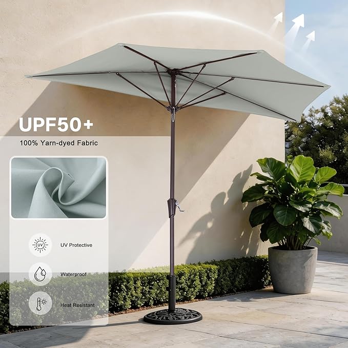 ABCCANOPY Patio Umbrella 11FT - Outdoor Half Umbrellas for Patio, Backyard, Garden, Deck (Ash Gray)