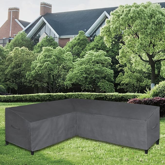Easy-Going Patio L-Shaped Sectional Sofa Cover, 83“X104 Waterproof Outdoor Sectional Cover, Heavy Duty Garden Furniture Cover with Air Vent (Left Facing, Dark Gray)