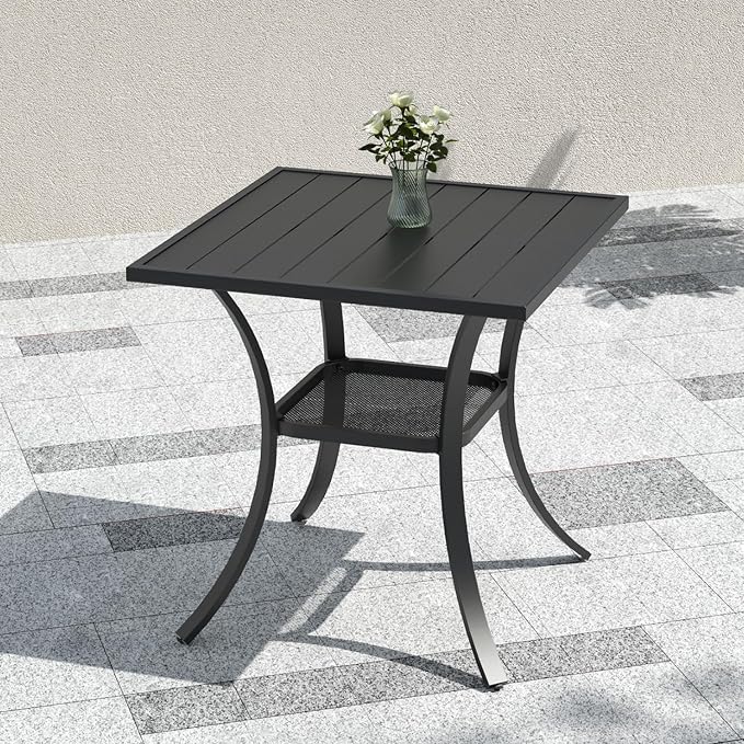 Anmutig 27.5" Square Small Patio Table with Weather-Resistant for Outdoor Dining - Black