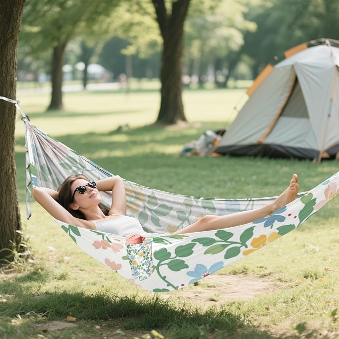 Green Crushed Flower 330lb Capacity Hammocks with Portabl Carry Bag Swing Hammock for Outside Patio Garden hamaca para Camping 0 a 24 Meses