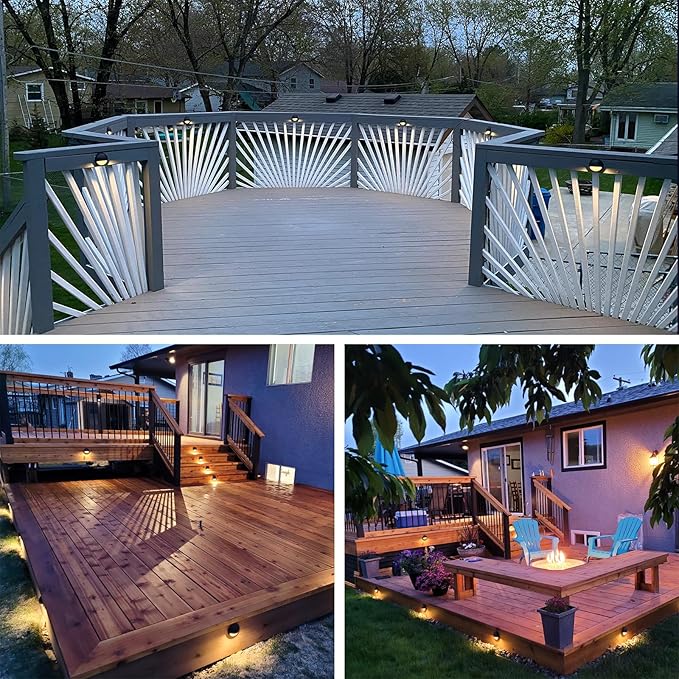 GKOLED 6-Pack Low Voltage LED Deck Lights, Landscape Stair Railing Light Fixture, 2W 3000K Integrated LED Chips, Die-cast Aluminum 12V AC/DC Accent Lighting with Black Powder Coated Finish, UL-Listed