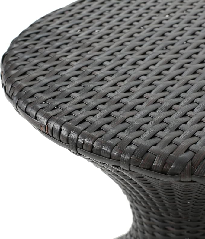 Outdoor Wicker Side Table, Lightweight & Water-Resistant All-Weather, 17.3" Small Rattan End Table Wicker Patio Table, for Patio Porch Living Room, Brown