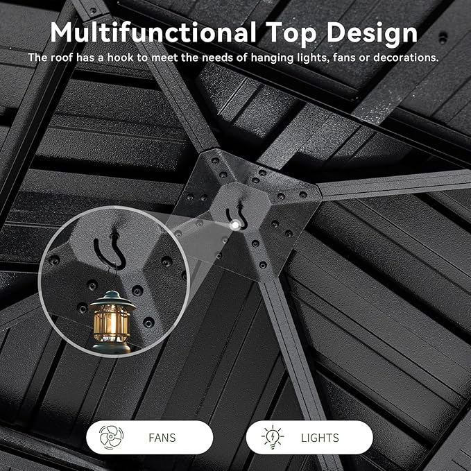 Aoxun 12'x12' Hardtop Gazebo, Metal Frame Canopy with Double Galvanized Steel Roof, Outdoor Metal Pavilion with Netting, Curtains for Backyard, Patio and Deck