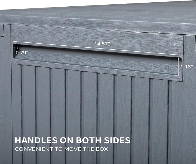 90 Gallon Large Outdoor Storage Box, Indoor and Outside Deck Box with Lockable Design Lids, Waterproof Resin Storage Containers Bin for Garden, Garage, Patio, Poolside, Toy Storage Grey
