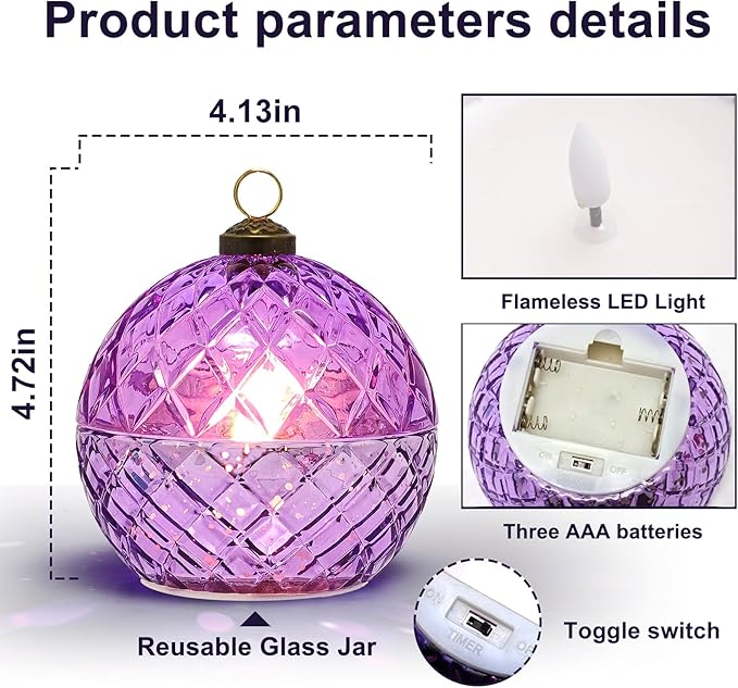 WNP Glass Flameless LED Candles Battery Operated Flickering Jar Lights for Halloween Christmas Home Decor Perfect as Birthday Gift for Her Wife Girlfriend Anniversary Present and Party Decoration