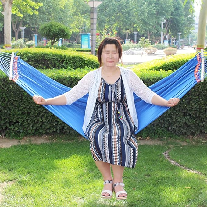 Camping Hammock Bed Hanging Rope Swing Camping Hammock Ice Mesh Thickened Webbing Fixed Outdoor Furniture Leisure Sleeping Summer Travel Hammock Swing (Color : Blue)