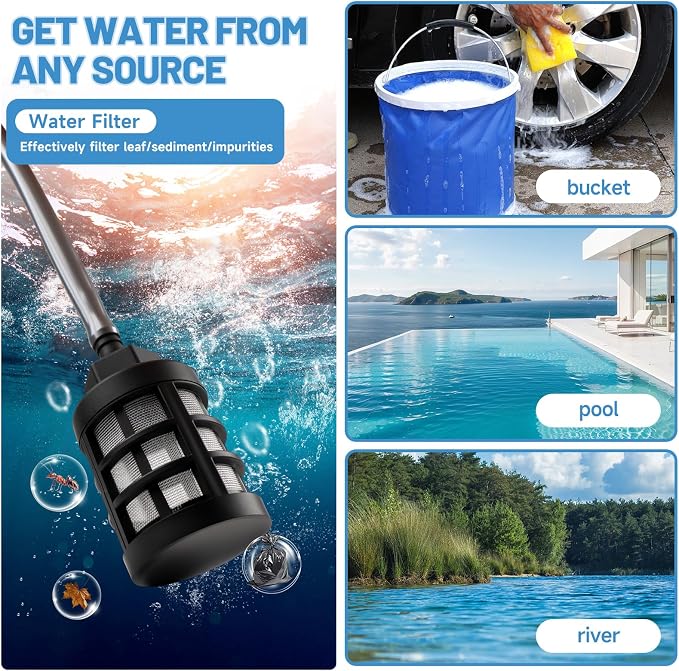 Cordless Car Cleaner Machine,Portable Cleaning Kit with 6-in-1 Nozzle,Foam Cannon,16.4FT Hose,Handheld Water Spray Gun for Wall, Fence, Floor, Yard, Garden Cleaning