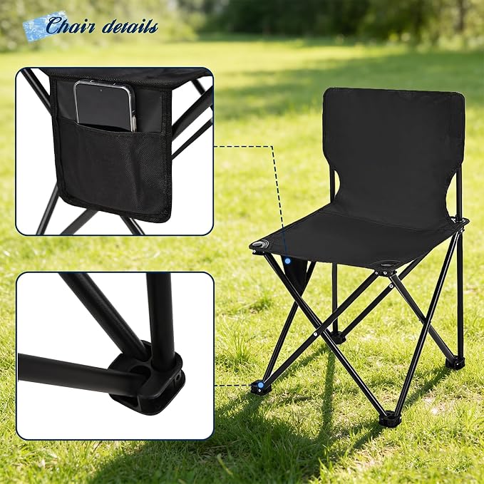 Camping Table Folding Portable Camp Table with 2 Chairs, Folding Picnic Table with Carry Bag Indoor Outdoor for Camping, Beach, Patio, RV, Backyard BBQ, Sturdy, Stable, Easy to Carry, Black