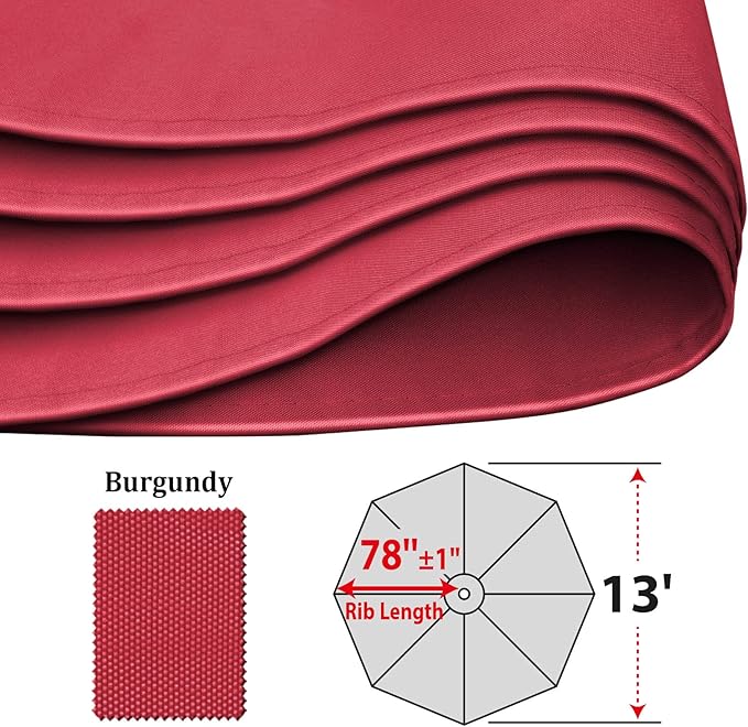 YardGrow 13ft 8 Ribs Umbrella Canopy Replacement for Patio Umbrella, Canopy ONLY, Frame NOT Included