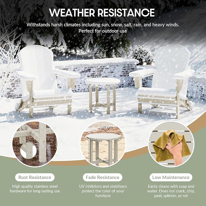 WestinTrends Dylan Adirondack Round Outdoor Side Table, Sand