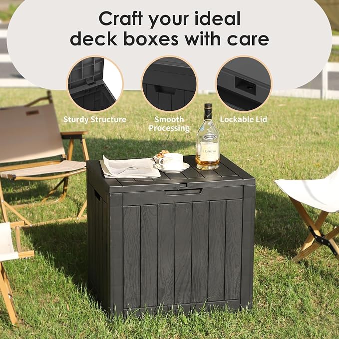 Outdoor Storage Box, 35 Gallon Waterproof Deck Box, Patio Storage Bin Outside Storage, Lockable Toy Chest, Black2-mod2