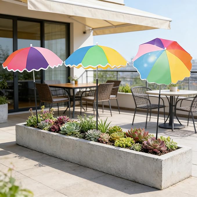 3Pack Upgraded Plant Umbrellas for Outdoor Plants, 23.6" Garden Plant Umbrella Shade with Adjustable Angle, 40.5" Higher Sun Shade for Plants, Potted Plant, Garden Beds（colorful） ﻿ ﻿