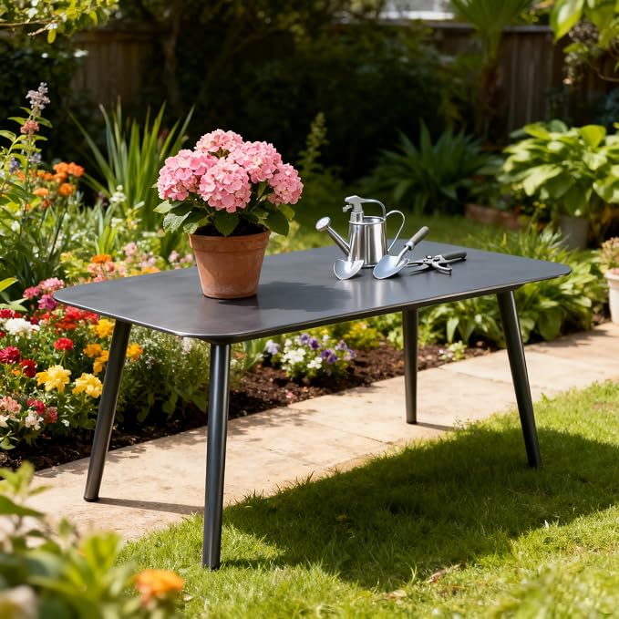Aluminum Outdoor Side Table, Rustproof Patio Coffee Table | Powder-coated scratch-proof aluminum tabletop, sturdy all-weather frame, easy assembly for garden pool balcony