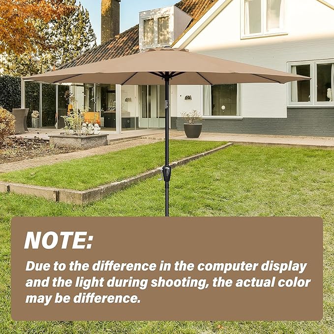 Simple Deluxe 2 Pack 9' Patio Umbrella Replacement Canopy Only Outdoor Table Market Yard Umbrella Replacement Top Cover with 8 Ribs, Tan