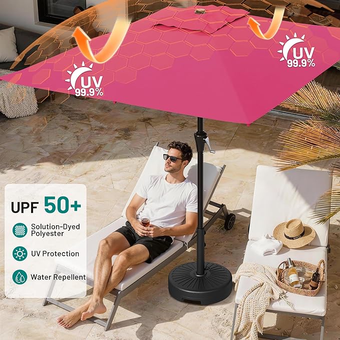 AreShark 8' x 10' Rectangle Patio Umbrellas for Outdoor, Outdoor Table Umbrella, Large Outdoor Patio Umbrellas with 8 Sturdy Ribs for Pool, Garden, Market (Rose Pink)