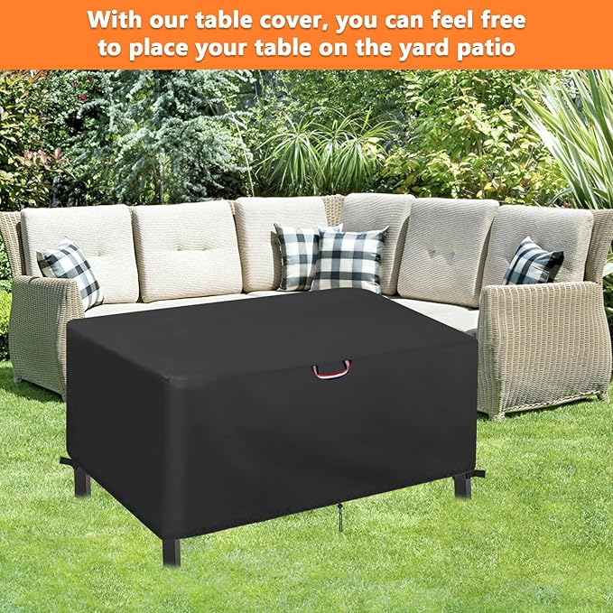 Patio Table Cover, 70 Inch Outdoor Dining Table Cover, Waterproof Protective Covers Patio Rectangular Furniture Covers - 70x33x28 Inch